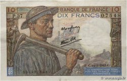 10 Francs MINEUR FRANCE  1943 F.08.07 TTB
