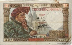 50 Francs JACQUES CŒUR FRANCE  1941 F.19.17 TTB