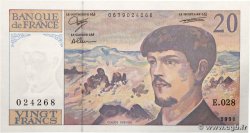 20 Francs DEBUSSY à fil de sécurité FRANCE  1990 F.66bis.01