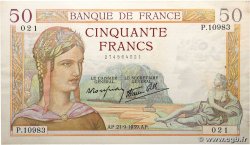 50 Francs CÉRÈS modifié FRANCE  1939 F.18.31