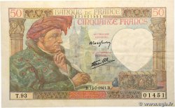 50 Francs JACQUES CŒUR FRANCE  1941 F.19.12