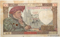 50 Francs JACQUES CŒUR FRANCE  1940 F.19.02