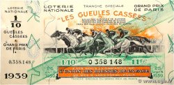 Carnet de Bons de Loterie de 1/10ème FRANCE régionalisme et divers  1939 
