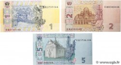 1, 2 et 5 Hryven Lot UCRAINA  2006 P.116Aa, P.117c et P.118c FDC