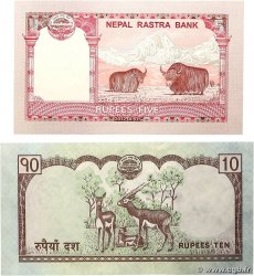 5 et 10  Rupees Lot NÉPAL  2008 P.61a et P.69 NEUF