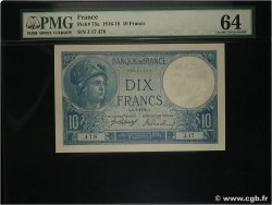 10 Francs MINERVE FRANCIA  1916 F.06.01 SC+