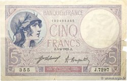 5 Francs FEMME CASQUÉE FRANCE  1921 F.03.05