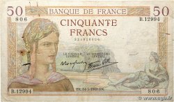 50 Francs CÉRÈS modifié FRANCE  1940 F.18.41