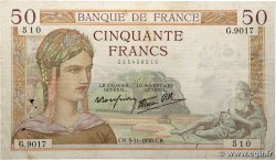 50 Francs CÉRÈS modifié FRANCE  1938 F.18.18