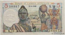 5 Francs AFRIQUE OCCIDENTALE FRANÇAISE (1895-1958)  1948 P.36 TTB+