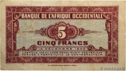 5 Francs  AFRIQUE OCCIDENTALE FRANÇAISE (1895-1958)  1942 P.28a TB+