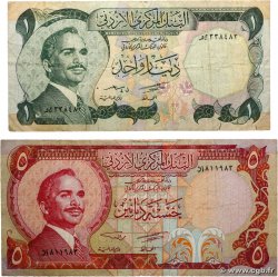 1 et 5 Dinars Lot JORDANIE  1975 P.18b et P.19b TB