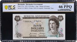 50 Dollars Petit numéro BERMUDA  1970 P.27a