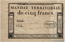 5 Francs Monval sans cachet FRANCE  1796 Ass.63a