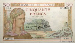 50 Francs CÉRÈS modifié FRANCE  1939 F.18.29