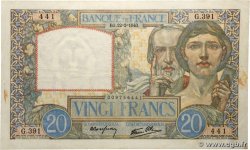 20 Francs TRAVAIL ET SCIENCE FRANCE  1940 F.12.02