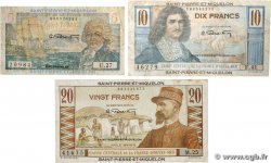 5 Francs Bougainville, 10 Francs Colbert et 20 Francs Émile Gentil Lot SAINT PIERRE ET MIQUELON  1946 P.22, P.23 et P.24