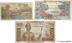 5 Francs Bougainville, 10 Francs Colbert et 20 Francs Émile Gentil Lot SAINT PIERRE ET MIQUELON  1946 P.22, P.23 et P.24 B+