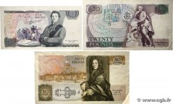 5, 20 et 50 Pounds Lot ANGLETERRE  1980 P.378c, P.380d et P.381a TTB