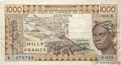 1000 Francs ÉTATS DE L AFRIQUE DE L OUEST  1988 P.707Ka