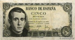 5 Pesetas SPANIEN  1951 P.140a