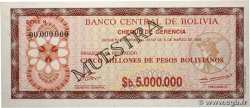 5000000 Pesos Bolivianos Spécimen BOLIVIA  1985 P.193a FDC