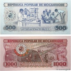 500 et 1000 Meticais Lot MOZAMBIQUE  1980 P.127 et P.128 UNC