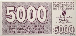 5000 Dinara BOSNIA HERZEGOVINA  1992 P.027a UNC-