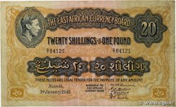 20 Shillings - 1 Pound EAST AFRICA (BRITISH)  1949 P.30b