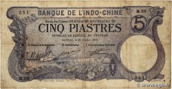 5 Piastres FRANZÖSISCHE-INDOCHINA Saïgon 1915 P.037b fS