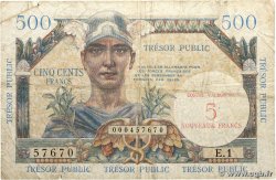 5NF sur 500 Francs TRÉSOR PUBLIC FRANKREICH  1960 VF.37.01 fS