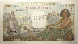 1000 Francs Spécimen DSCHIBUTI   1938 P.10s fST
