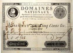 500 Livres Faux FRANKREICH  1790 Ass.16f fVZ