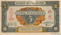 5 Piastres vert / gris vert INDOCHINE FRANÇAISE  1943 P.062a TTB