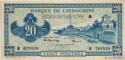 20 Piastres bleu INDOCHINE FRANÇAISE  1943 P.065 TTB