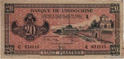 20 Piastres rose orangé INDOCHINE FRANÇAISE  1945 P.072