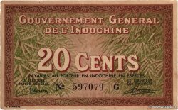 20 Cents INDOCHINE FRANÇAISE  1939 P.086a pr.TTB