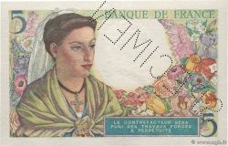 5 Francs BERGER Spécimen FRANCE  1943 F.05.01Sp NEUF