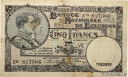 5 Francs BELGIUM  1938 P.108a F