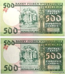 500 Francs - 100 Ariary Consécutifs MADAGASCAR  1974 P.064a AU
