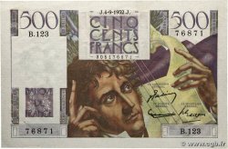 500 Francs CHATEAUBRIAND FRANKREICH  1952 F.34.10 VZ+