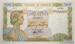 500 Francs LA PAIX FRANKREICH  1942 F.32.34 VZ