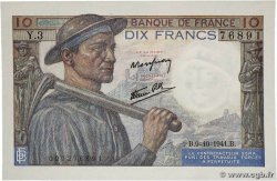 10 Francs MINEUR FRANKREICH  1941 F.08.02 fST+