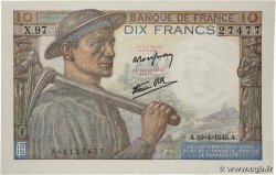 10 Francs MINEUR FRANCE  1945 F.08.13