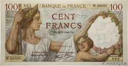 100 Francs SULLY FRANKREICH  1942 F.26.65