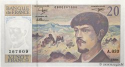 20 Francs DEBUSSY à fil de sécurité FRANKREICH  1991 F.66bis.02A33 ST