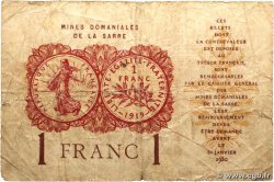1 Franc MINES DOMANIALES DE LA SARRE FRANCE  1920 VF.51.05 VG