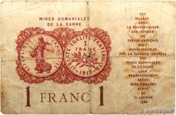 1 Franc MINES DOMANIALES DE LA SARRE FRANCIA  1920 VF.51.06 B