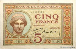 5 Francs MADAGASCAR  1937 P.035
