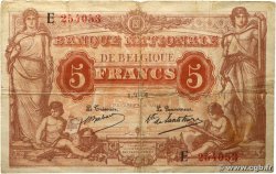5 Francs BELGIUM  1914 P.074a